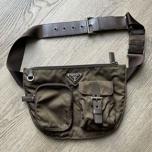 Prada Brown Nylon Waist Belt Bag